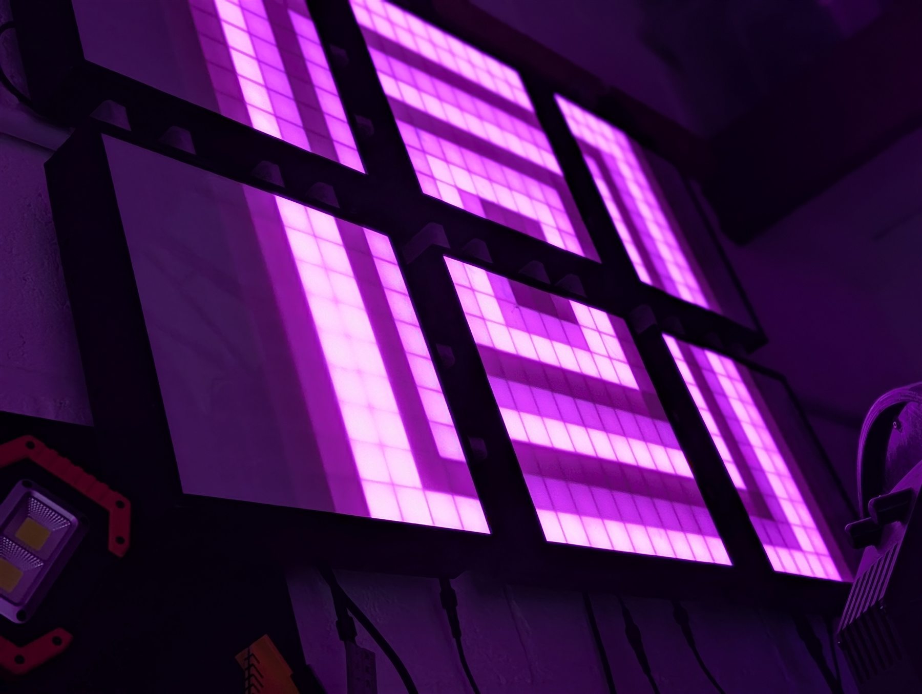 Close-up of an Overscan illuminated pixel object
