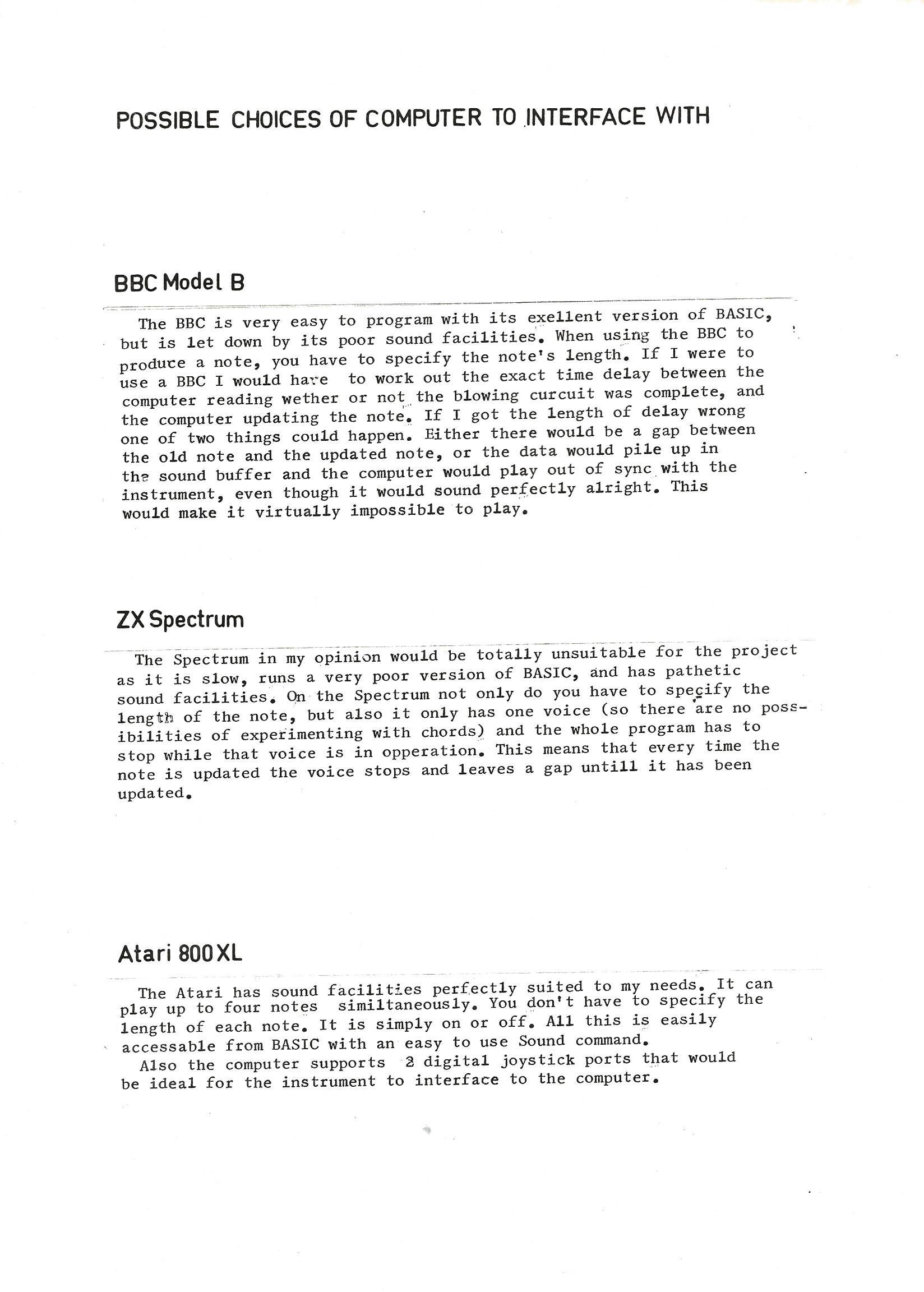 Possible choices of computer